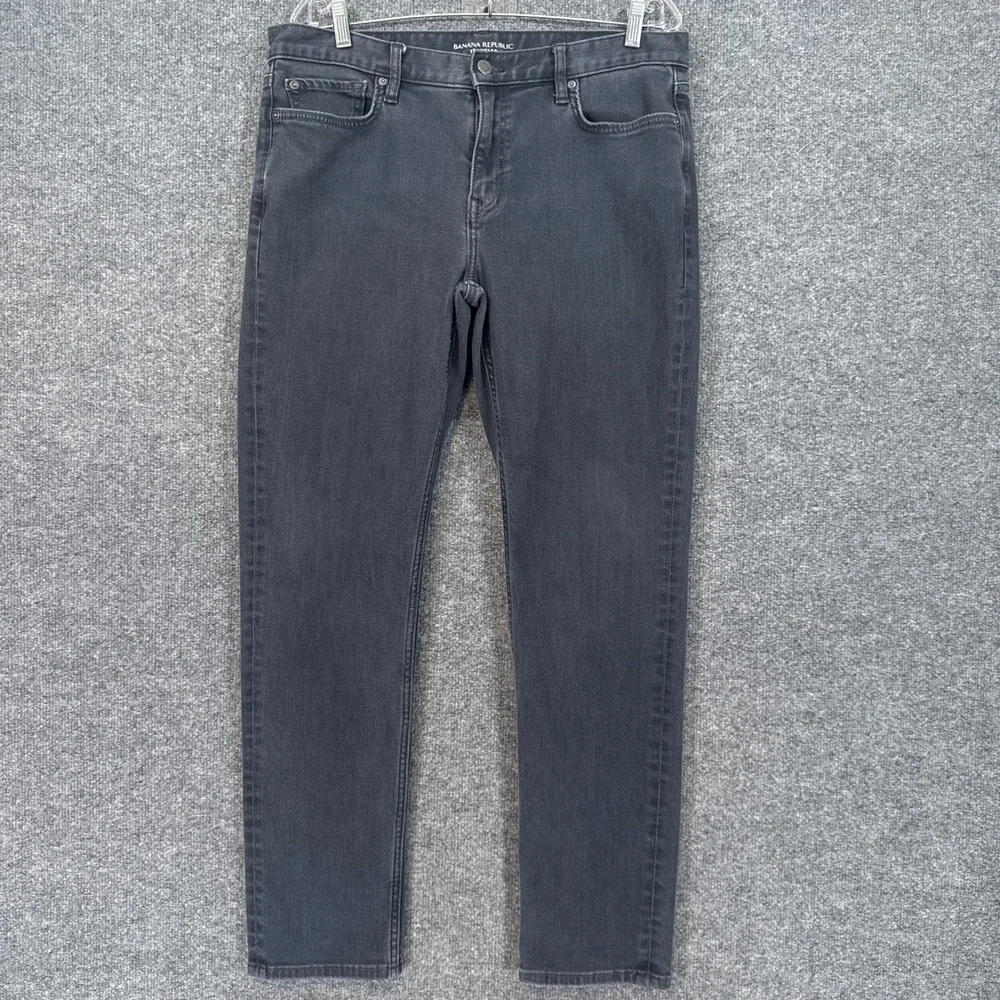 Banana Republic Traveler Jeans Mens 34x32 Gray Slim Fit Stretch Denim Pants